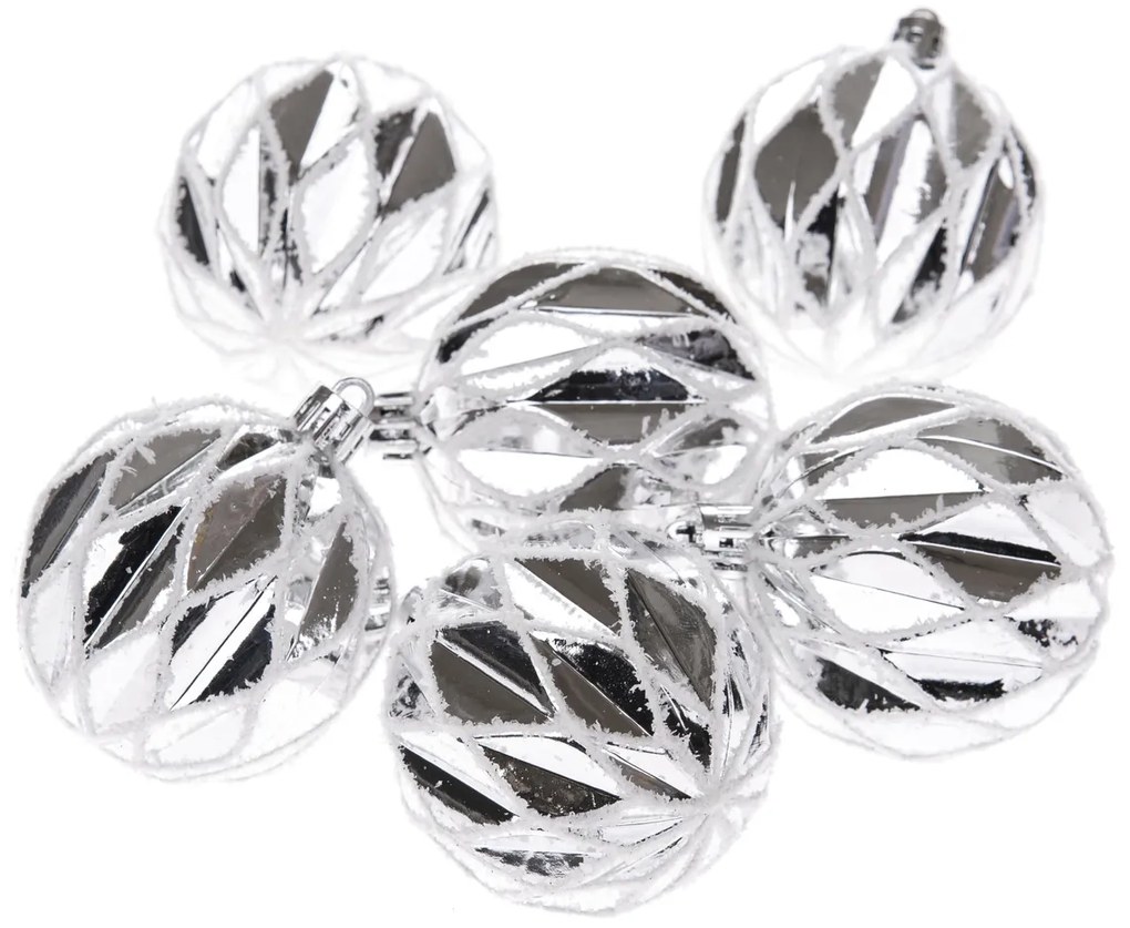 Zestaw ozdób świątecznych Silver shine, 6 szt., śr. 8 cm, plastik