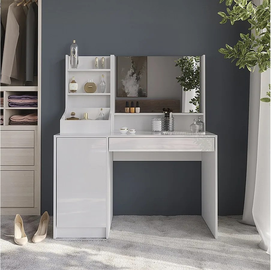 Stolik do przebierania biały/biały wysoki połysk 119.8x50.1x76 sherry