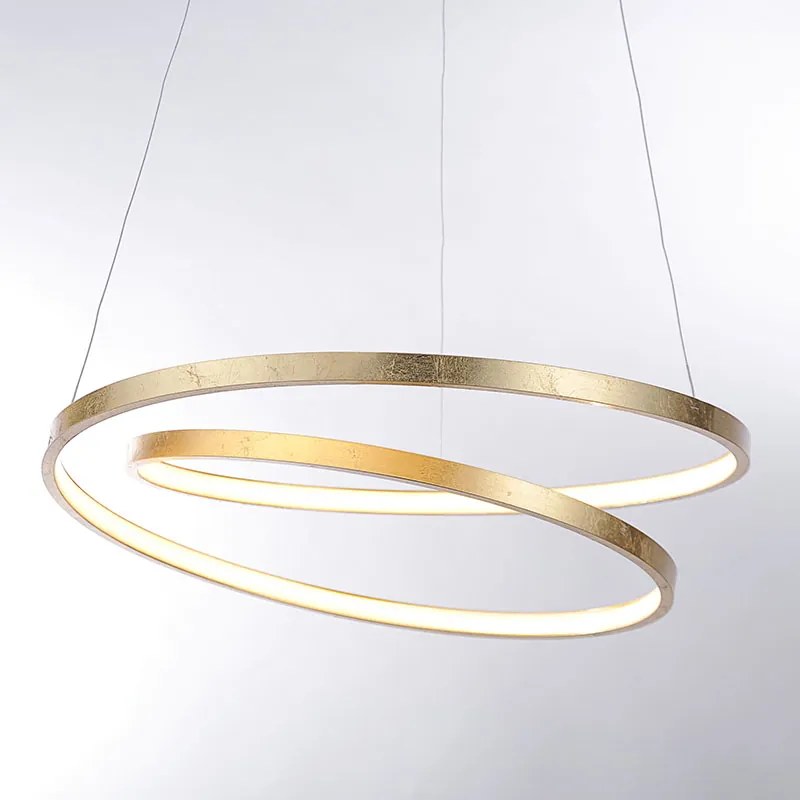 Designerska lampa wisząca złota 55 cm z wbudowanym ściemnianym LED - RowanDesignerski Oswietlenie wewnetrzne