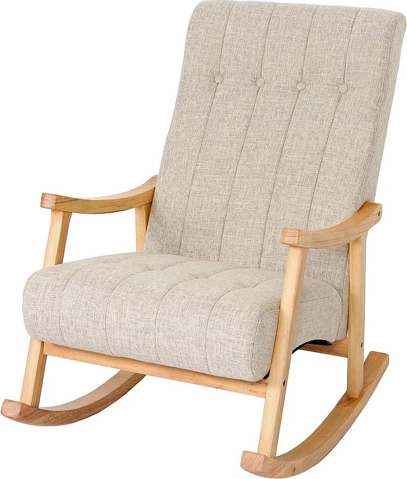 Fotel bujany MCW-K10,  tkanina/materiał kremowy, stelaż brązowy