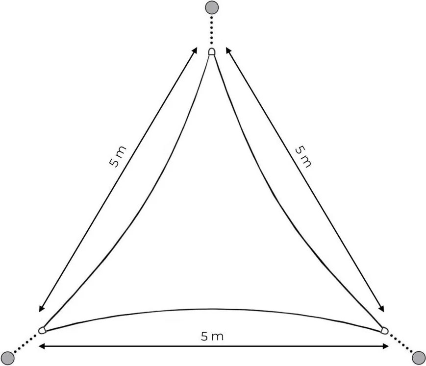 Trójkątny żagiel przeciwsłoneczny tarasowy 192B - 5x5x5 m, beżowy