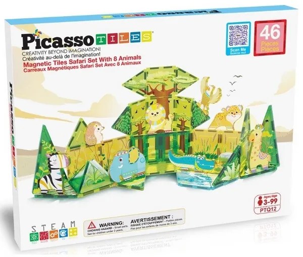 PicassoTiles magnetyczny zestaw konstrukcyjnySafari Set z 8 zwierzętami