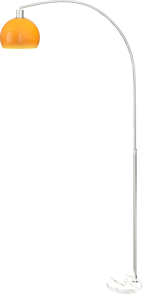 HOMCOM Lampa łukowa z przełącznikiem nożnym, z marmuru, metalu i tworzywa sztucznego, 26x90x180 cm, Biały i Pomarańczowy