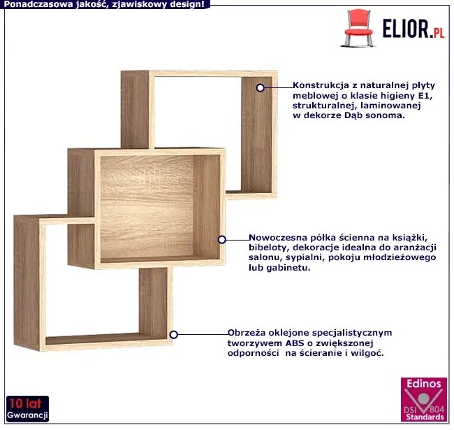 Półka ścienna dąb sonoma Livia 6X