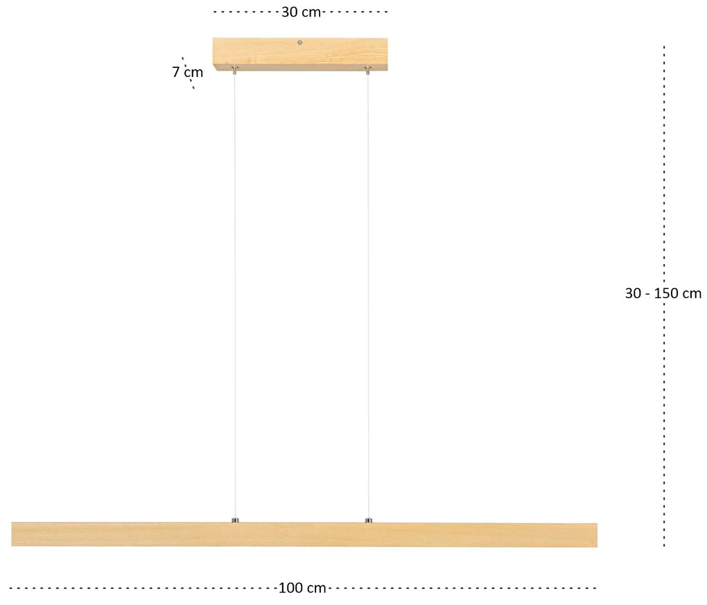 Lampa wisząca LED 100 cm z drewna jesionowego L100KB-4K-ESCHE wymienny