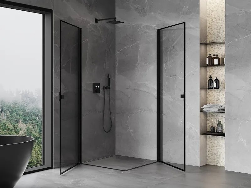 Mexen Mist-B Duo kabina prysznicowa uchylna 80 x 80 cm, czarna ramka, czarna - 8A2-080L-080P-70-70