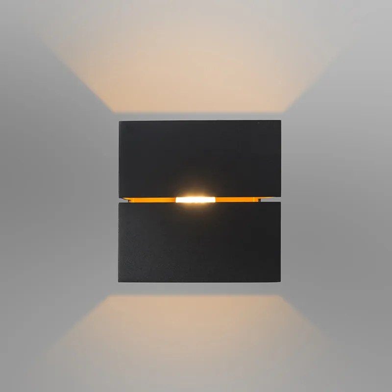 Zestaw 4 lamp ściennych czarnych ze złotem 9,7 cm - Transfer Groove Nowoczesny Oswietlenie wewnetrzne