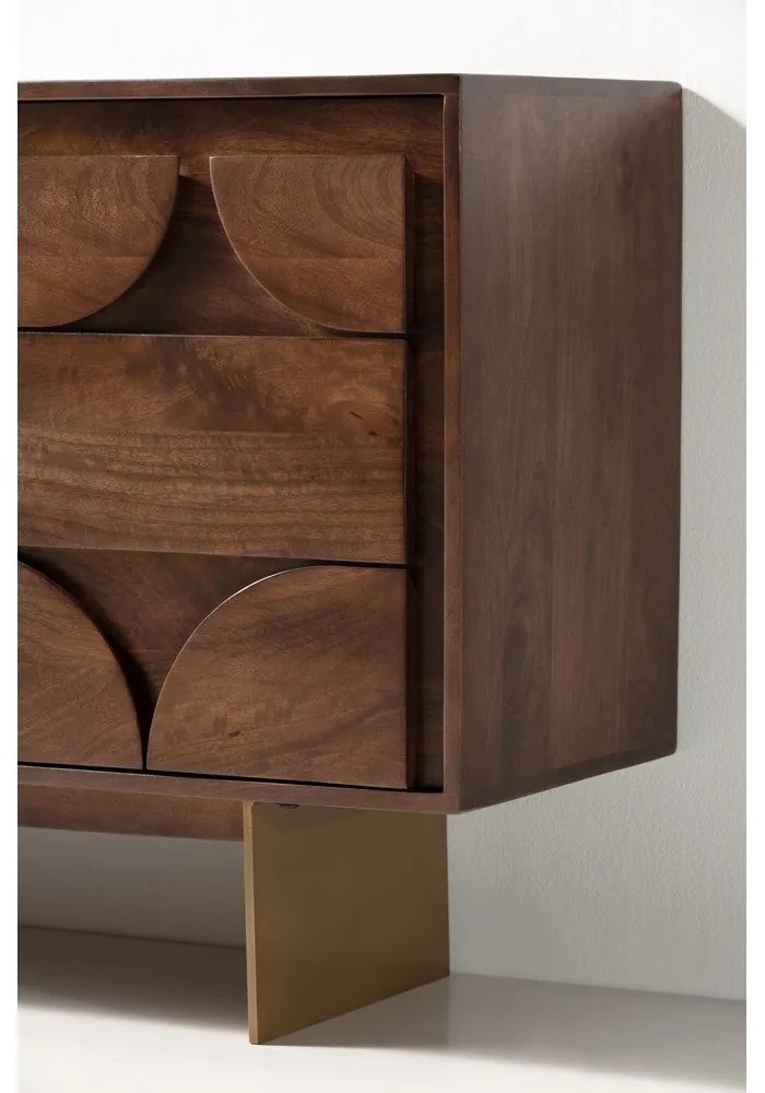 Brązowa komoda z litego drewna mango 145x76x40 cm Trisha – MOME