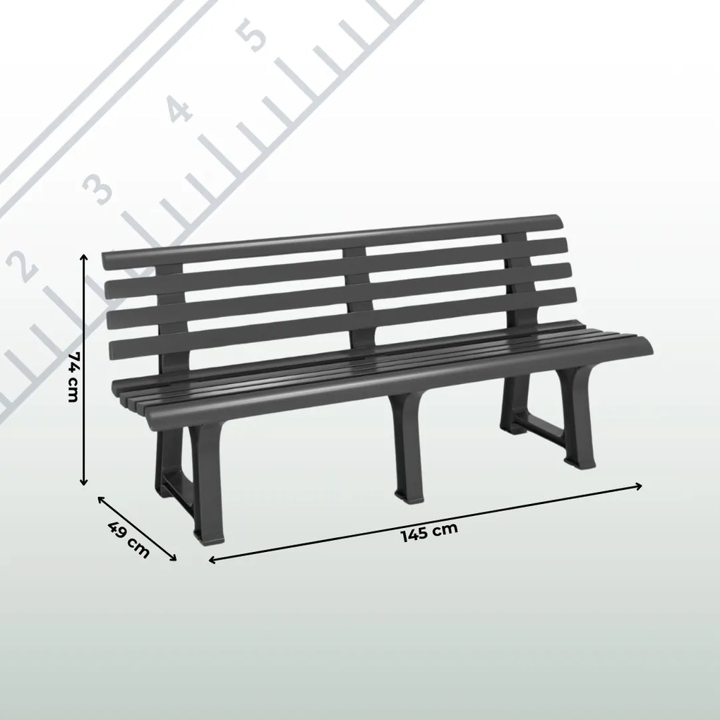 Ławka ogrodowa ORCHIDEA, 145x49x74cm, antracytowa I.P.A.E-Progarden