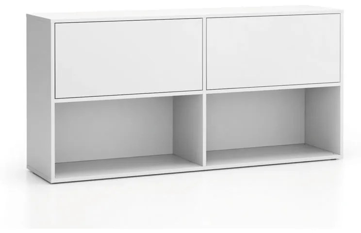 Regał biurowy LAYERS, długi, 2 schowki, 1582 x 400 x 777, biały