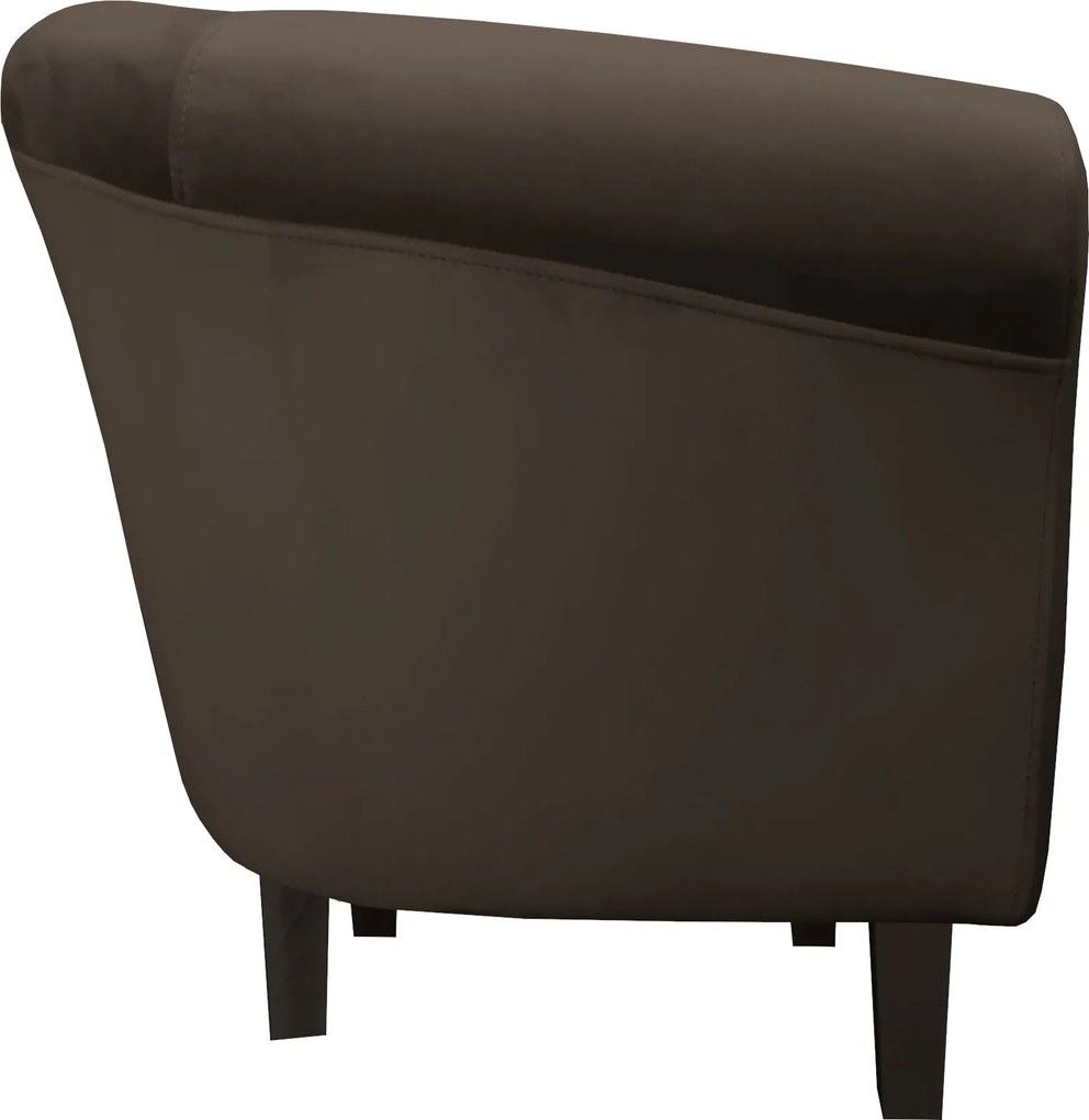 Fotel Milo tkanina Welur wygodny fotel tapicerowany do salonu i sypialni : Kolor nogi - Venge, Kolor tkaniny - VELVET - MG05, Wysokość nogi - 15 cm