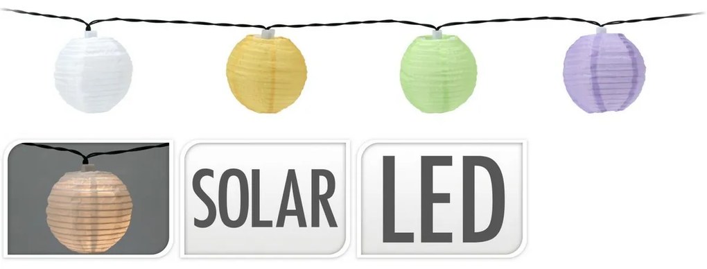 ProGarden Łańcuch słoneczny z kolorowymi lampionami LED, 3 m, ciepła biała