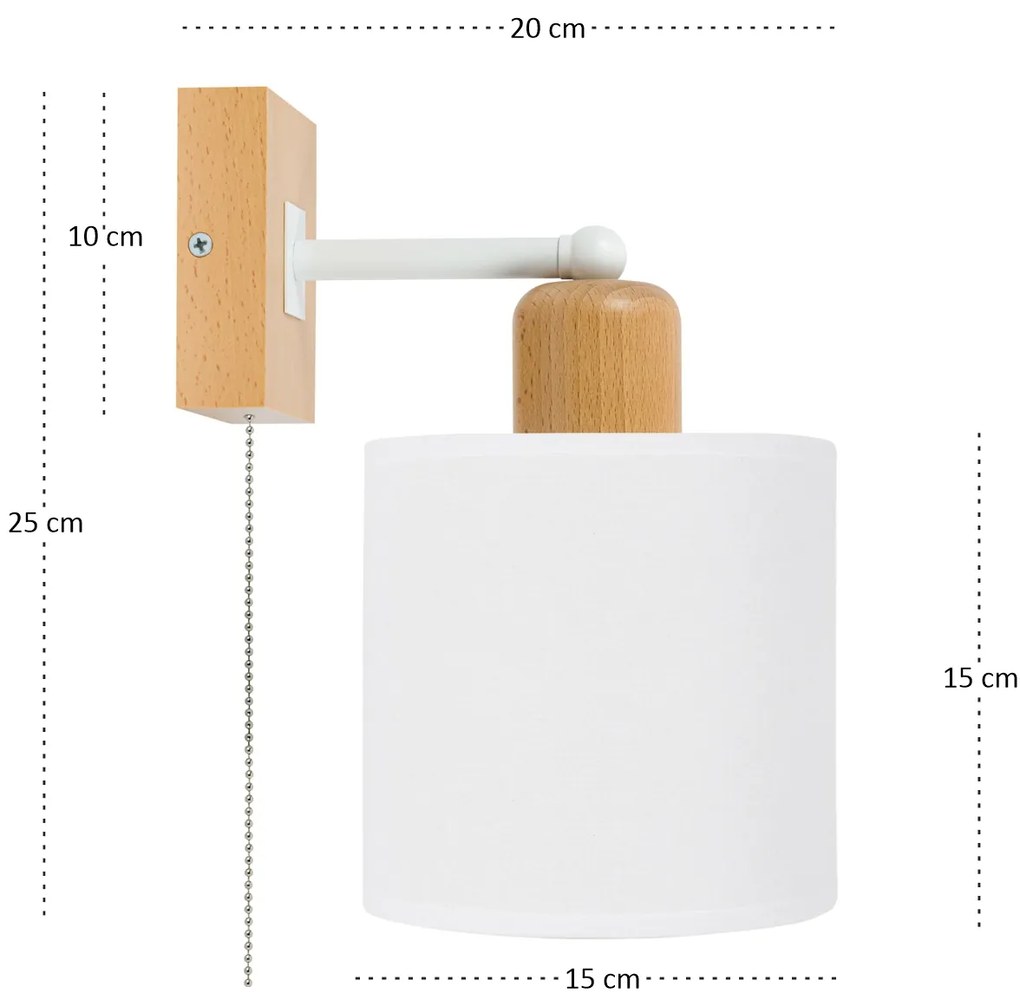 Biały kinkiet LED CL-SHWD-WE10x10BU-WE jednopunktowy z litego drewna z