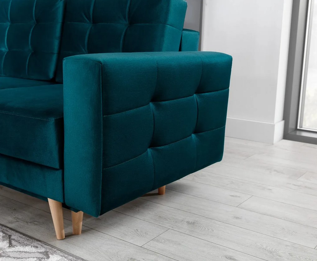 Sofa rozkładana z funkcją spania ASGARD VELVET zielona ELTAP