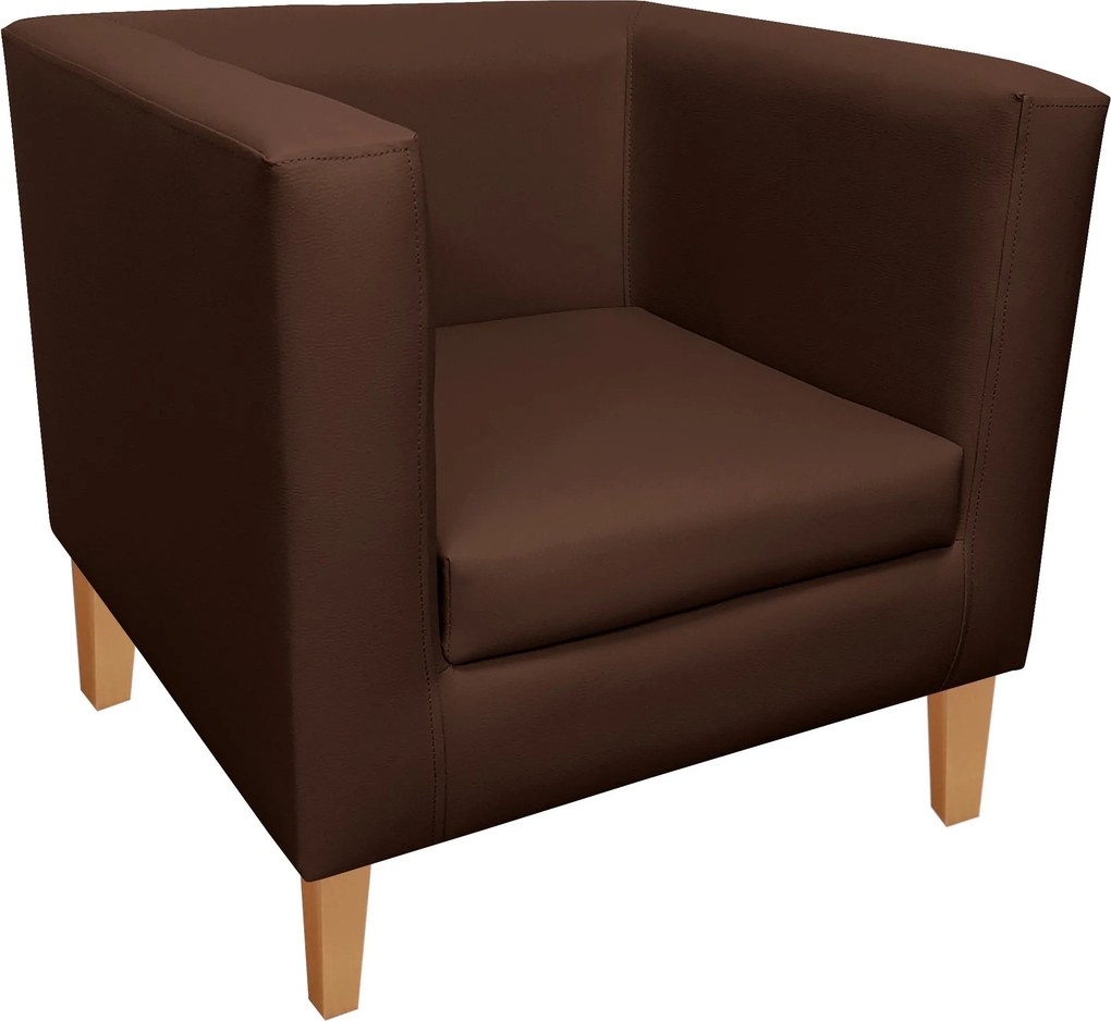 Fotel Monaco tkanina Eko-skóra : Kolor nogi - Drewno, Kolor tkaniny - EKO-SKÓRA - 2D, Wysokość nogi - 20 cm