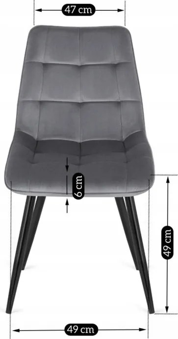 Krzesło Tapicerowane do Jadalni RIO Szare Welurowe Nowoczesne Loft