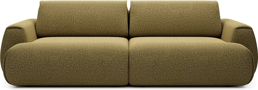 Kanapa 4-osobowa rozkładana z oliwkowo-zielonej tkaniny szenilowej MONELIA