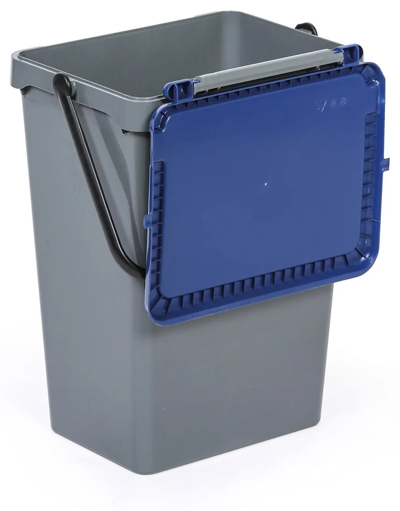 Kosz plastikowy na śmieci do segregacji, 35 l, szary + niebieski