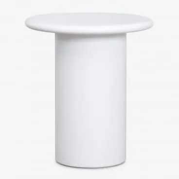 Stolik Nocny Ø45 Cm Z Cementu Namara Biała - Sklum