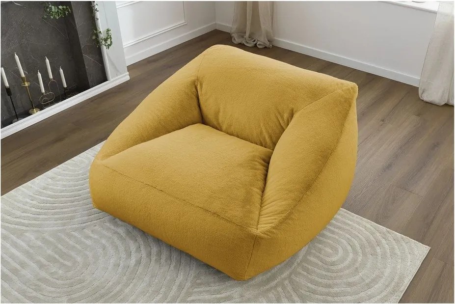 Żółty worek do siedzenia z imitacji futra Lilibet – Bobochic Paris