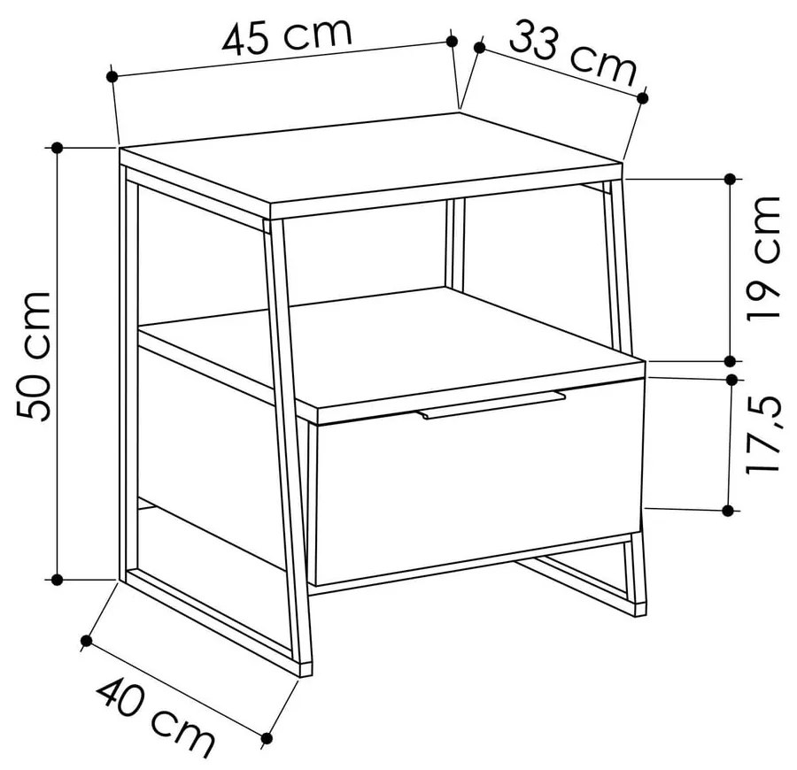 Beżowa szafka nocna z półką Pal – Kalune Design