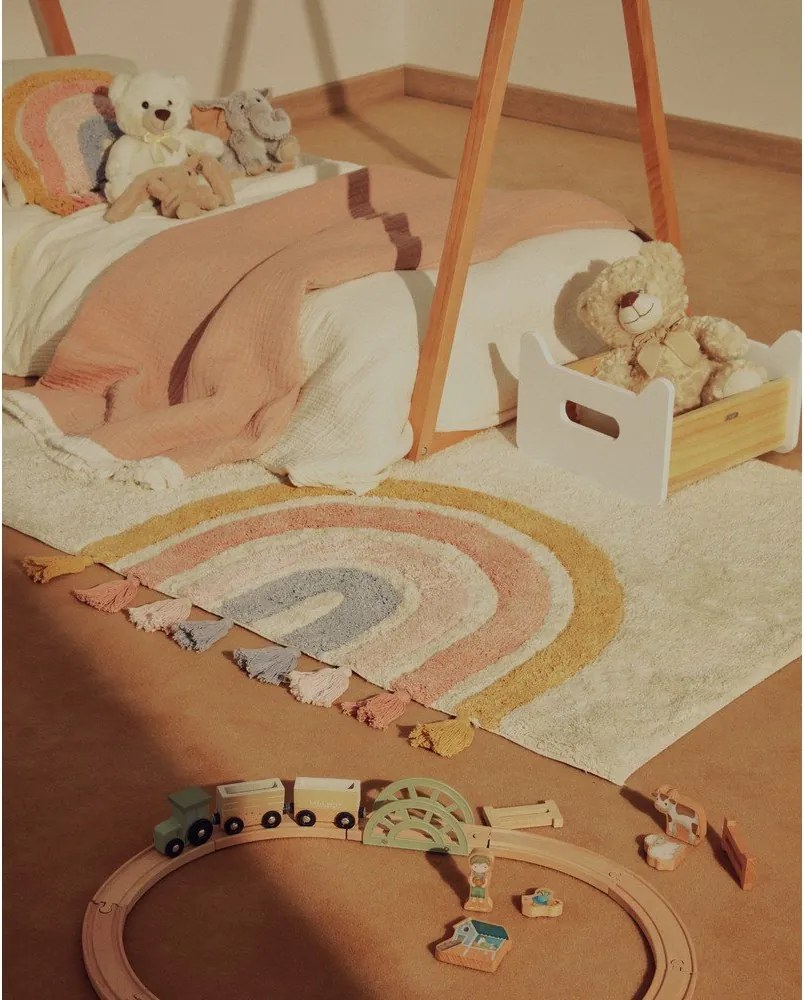 Bawełniany dywan dziecięcy odpowiedni do prania/tkany ręcznie w kolorze kości słoniowej 90x150 cm Tadea – Kave Home