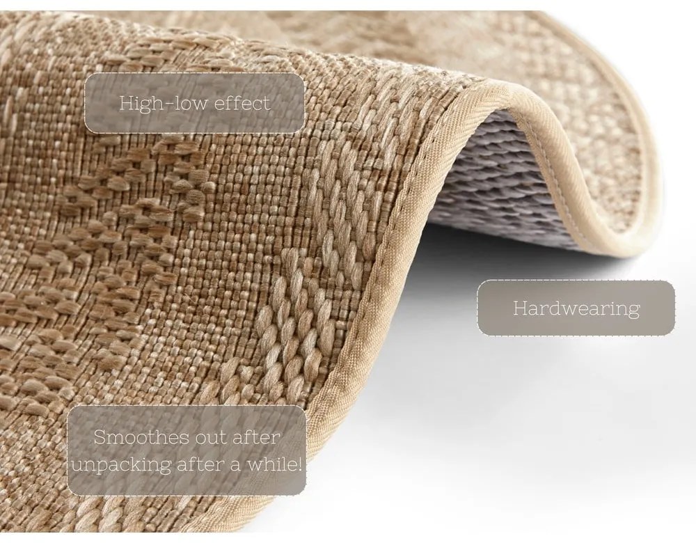 Beżowy dywan zewnętrzny NORTHRUGS Almendro, Ø 160 cm
