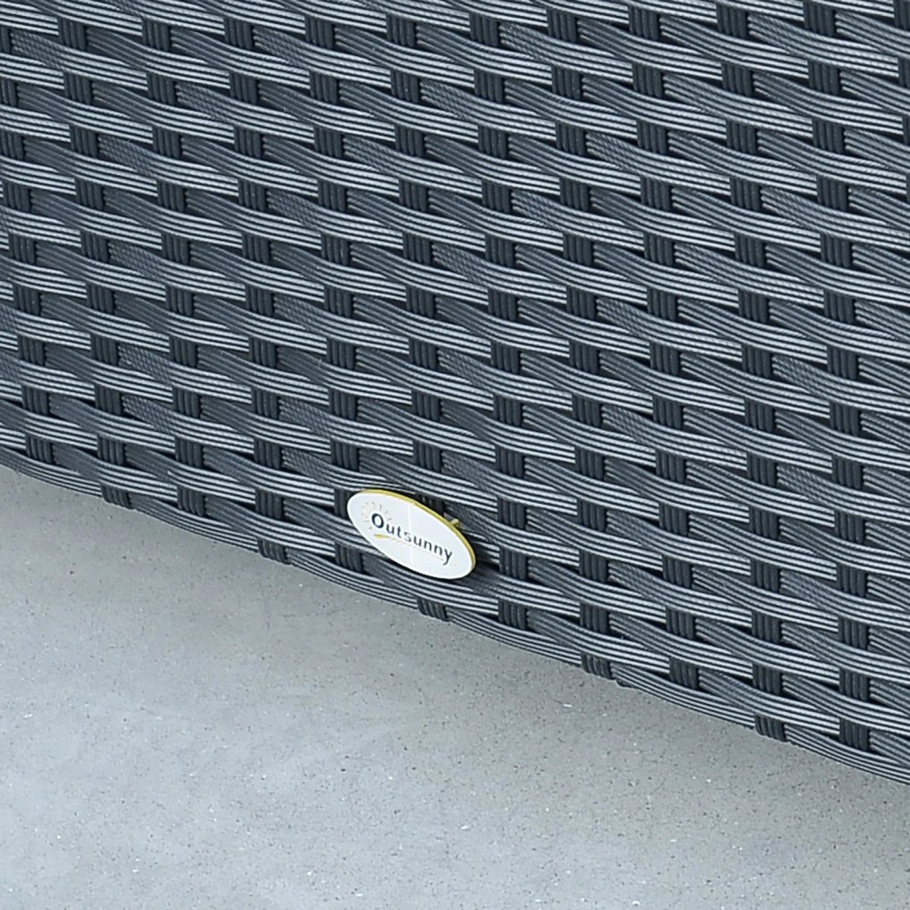 Outsunny Stolik Boczny Ogrodowy z Technorattanu Czarny Praktyczny Design 85x50x39cm | Aosom PL