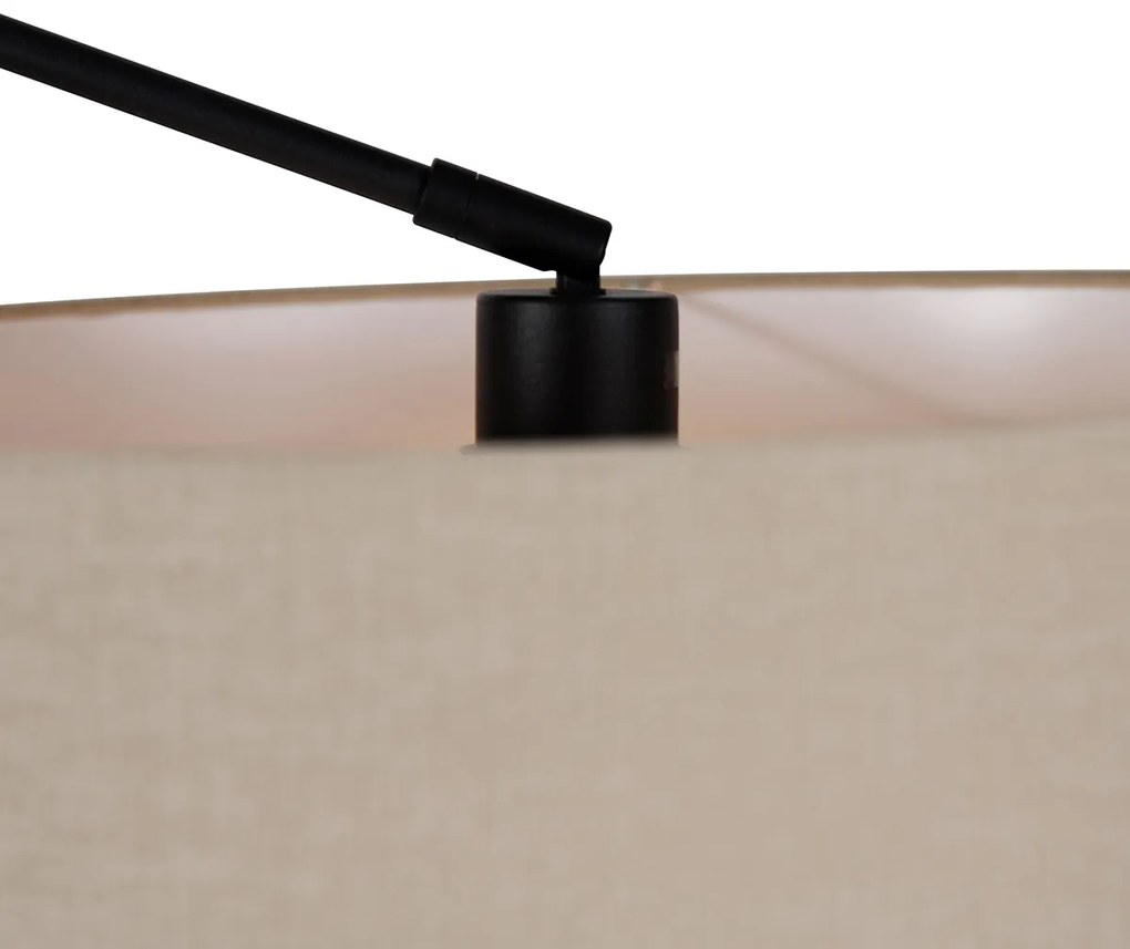 Lampa stojąca czarna z abażurem w kolorze jasnobrązowym 50 cm regulowana - EditorDesignerski Oswietlenie wewnetrzne