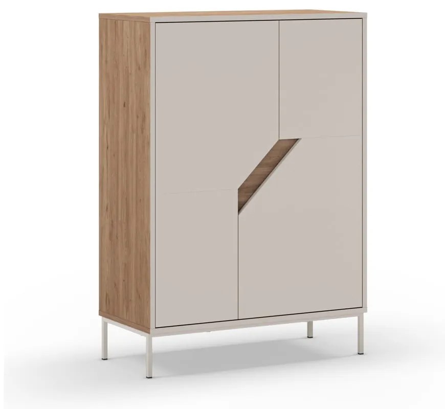 Kremowo-naturalna komoda w dekorze dębu 85x120x40 cm Lilou – Marckeric