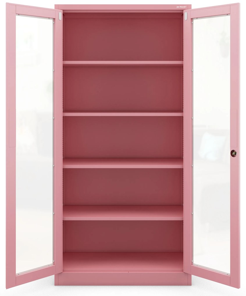 Szafa przeszklona AMELIA, 900 x 1850 x 400 mm, Fresh Style: pudrowy róż