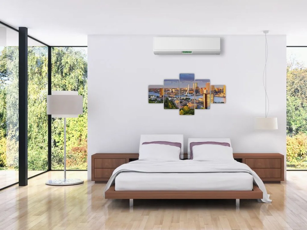 Obraz - Panorama Rotterdamu, Holandia (125x70 cm)