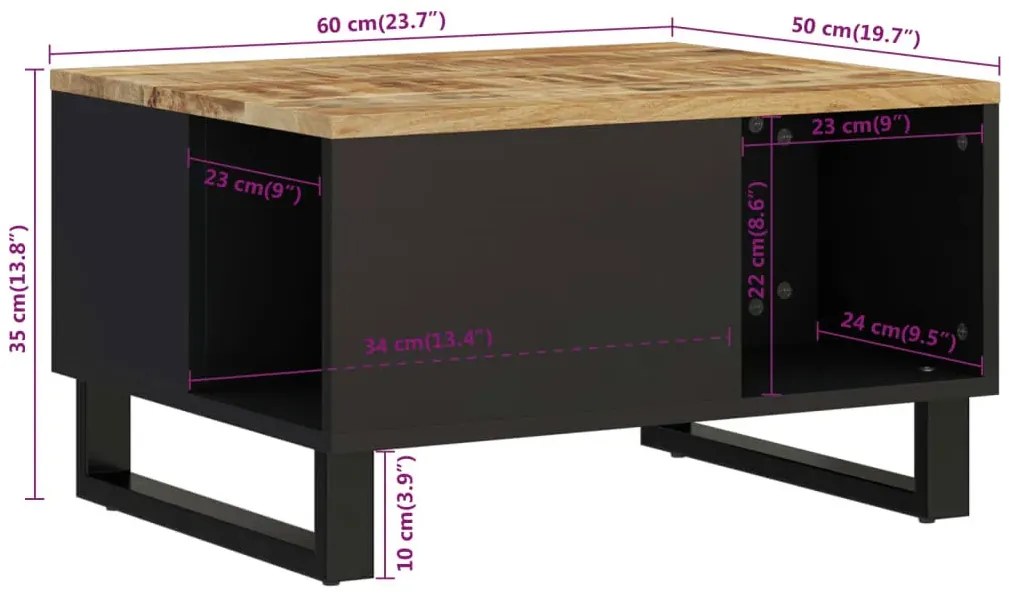 Stolik kawowy w stylu loft z drewnianym blatem jasnobrązowy Orella