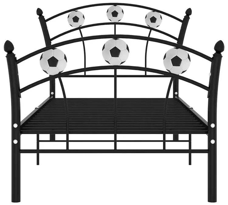 Czarne metalowe łóżko z motywem piłki 90x200 cm - Dizzel