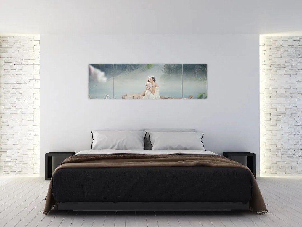 Obraz - Kobieta na łodzi (170x50 cm)