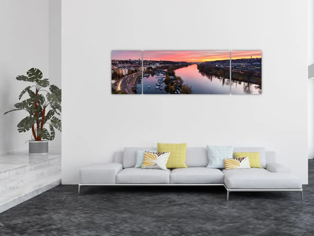 Obraz Pragi nocą (170x50 cm)