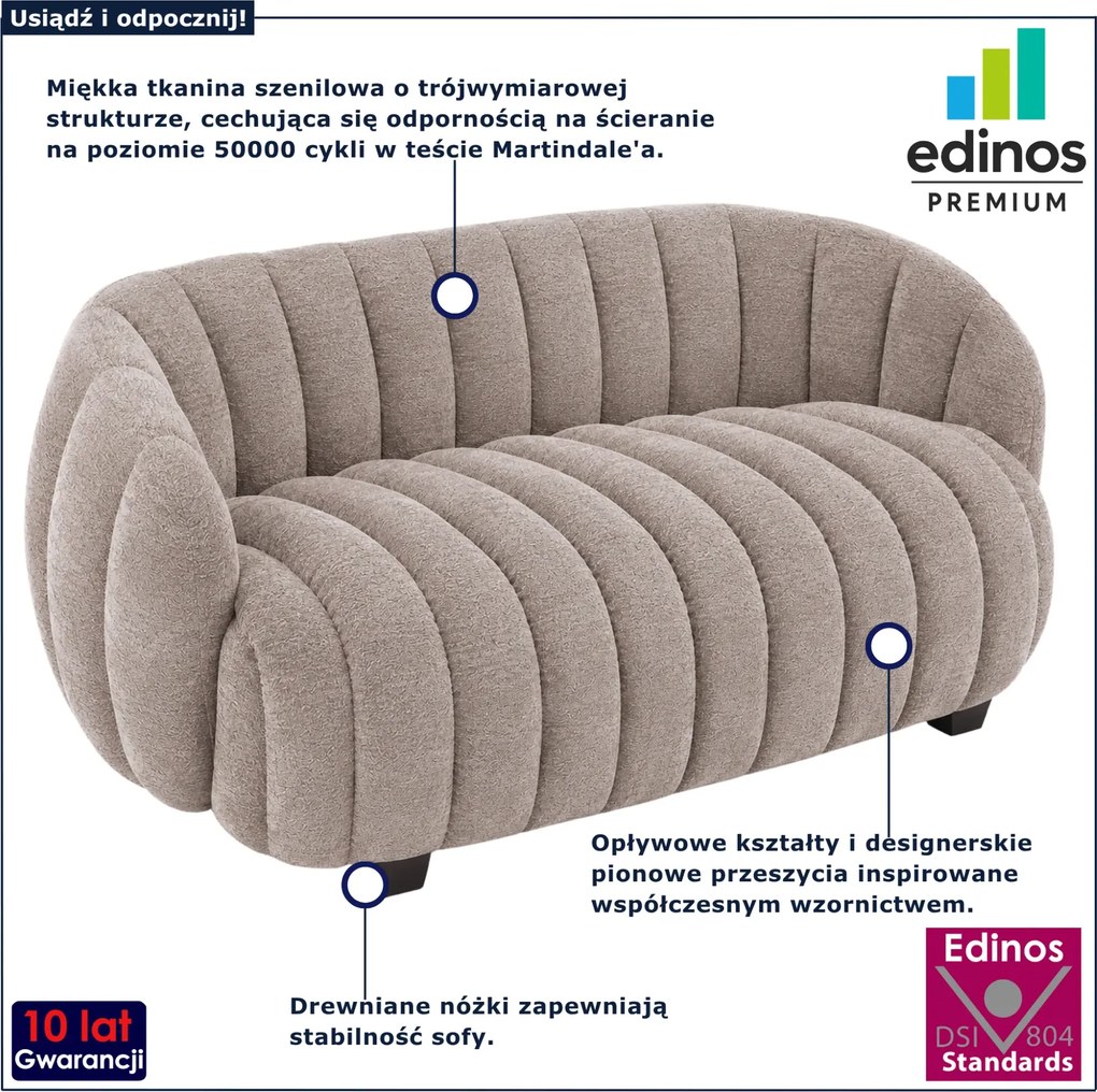 Ciemnobeżowa nowoczesna sofa dwuosobowa do salonu K7-C24
