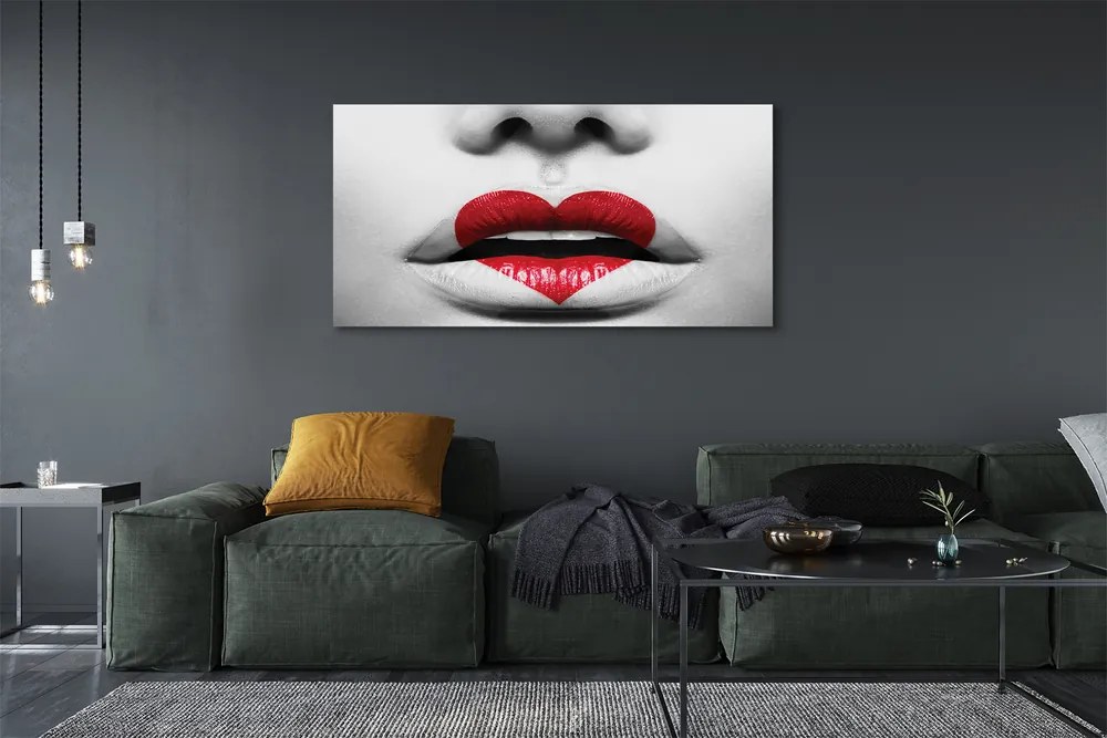 Duży obraz na płótnie Usta z Sercem