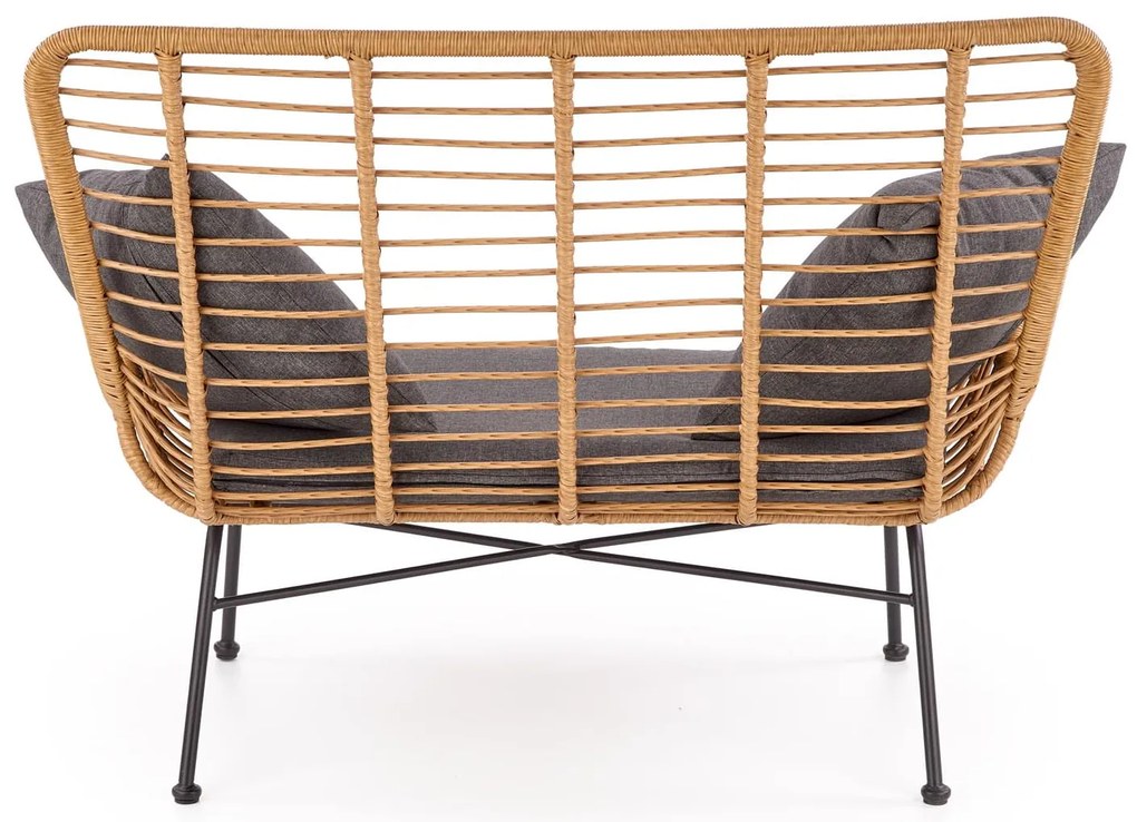 IKARO XL sofa naturalny-popiel, rattan, tkanina, boho, skandynawski