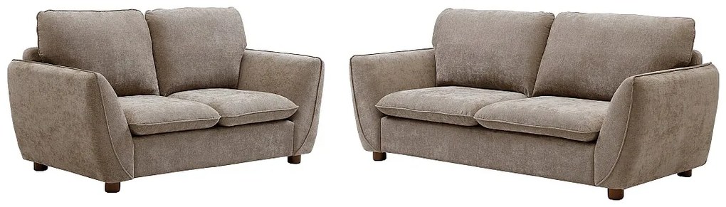 Kanapy  3-osobowa i 2-osobowa z szarobrązowej tkaniny MENARDIA