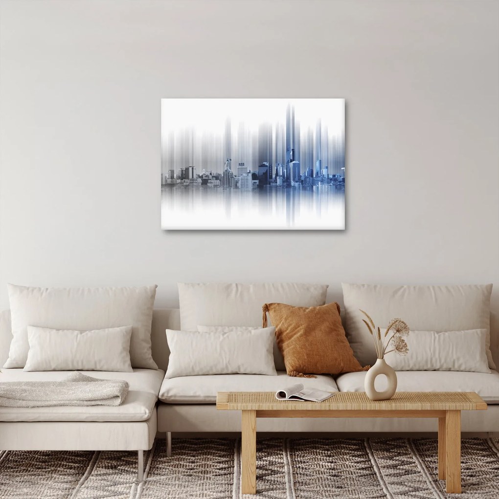 Obraz - Panorama miasta, niebiesko - szara (70x50 cm)