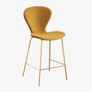 Zestaw 4 Wysokich Stołków Uit ↑65 Cm & Goud & Aksamitny Mostaza & Aksamitny - Sklum