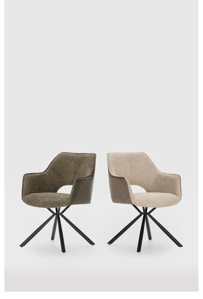 Zielone tapicerowane fotele jadalniane zestaw z podłokietnikami 2 szt. Mariel – Marckeric