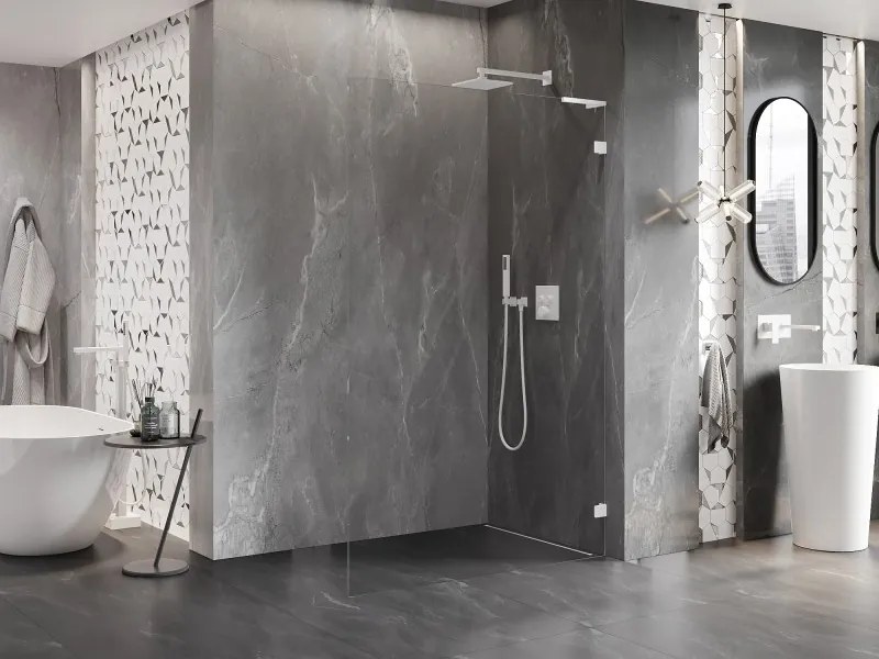 Mexen Lunar L ścianka prysznicowa Walk-in prawa 120 x 200 cm, transparent 8 mm, biała - 830L-120-000-20-00-P