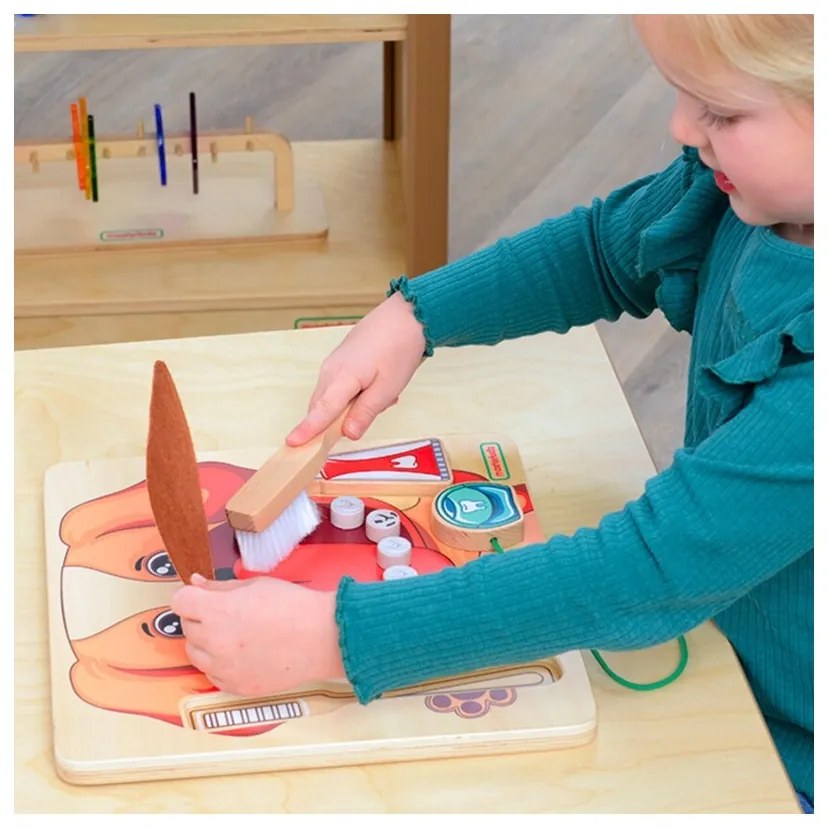 Masterkidz nauka zdrowej higieny jamy ustnej na przykładzie pieska - tablica ścienna edukacyjna montessori