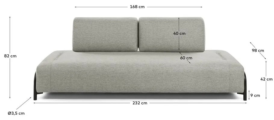 Beżowa sofa 3-osobowa Kave Home Compo