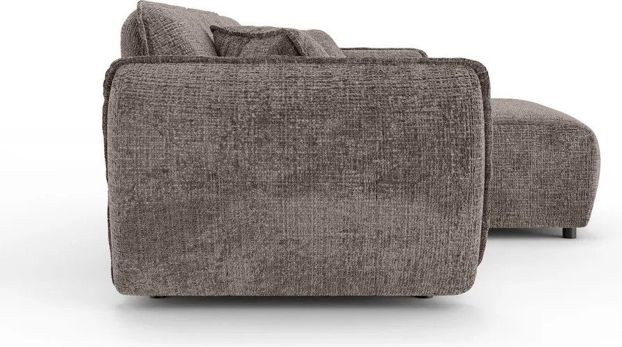 Szarobrązowy narożnik z tkaniny szenilowej (prawostronny/z szezlongiem) Nelia – Ropez