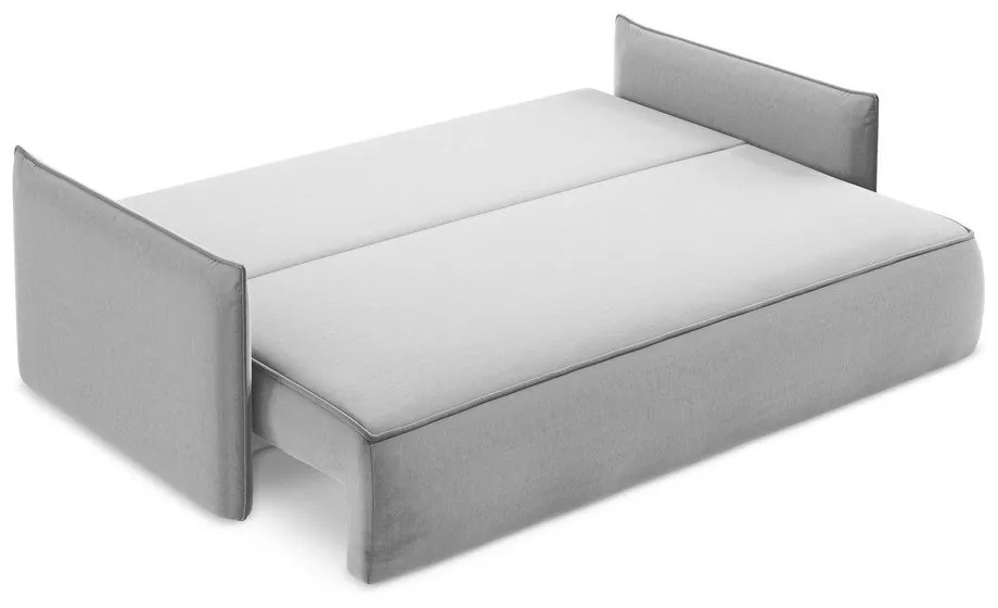 Jasnoszara aksamitna rozkładana/ze schowkiem sofa 225 cm Hula – Makamii