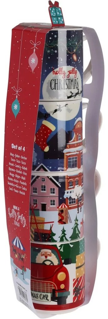 4-częściowy zestaw kubków Christmas, 265 ml, porcelana