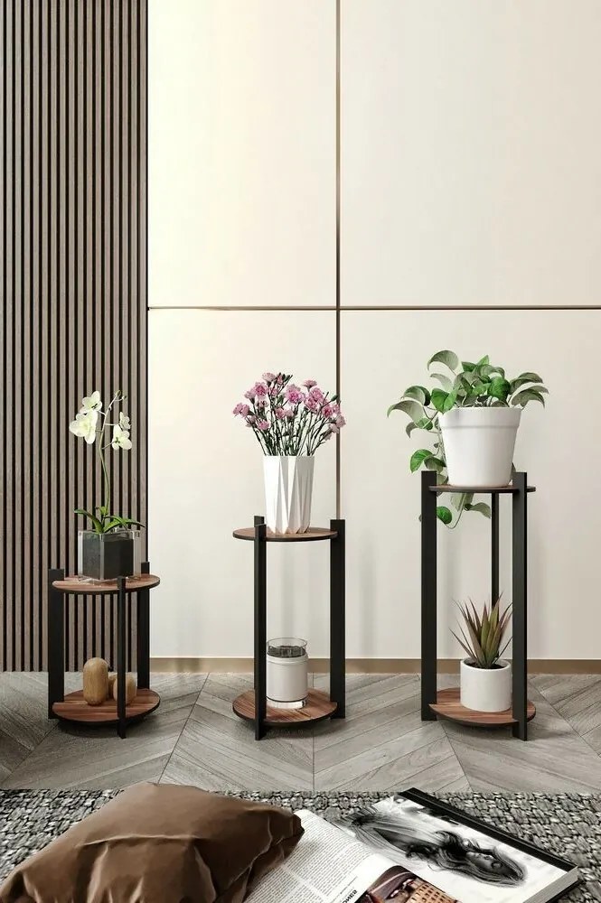 Stojak na kwiaty Flower Desk Round – orzech
